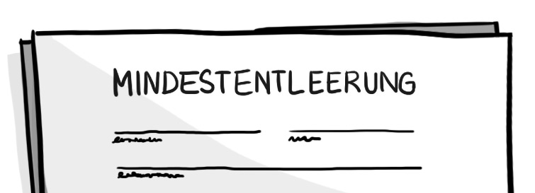 Illustriertes Formular mit der Aufschrift Mindestentleerung