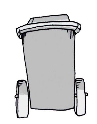 eine illustrierte Restabfalltonne in grau