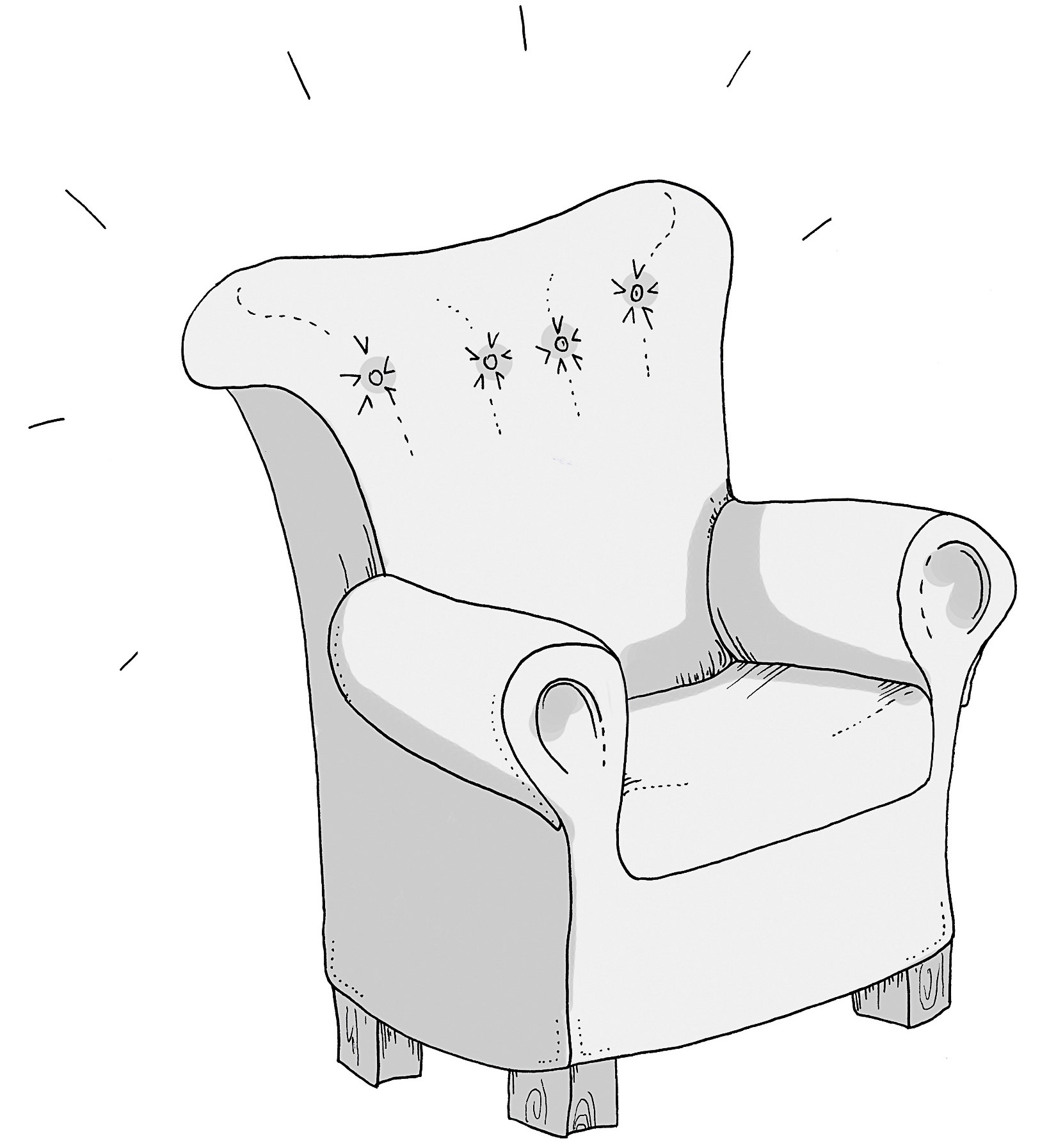 ein illustrierter alter Sessel