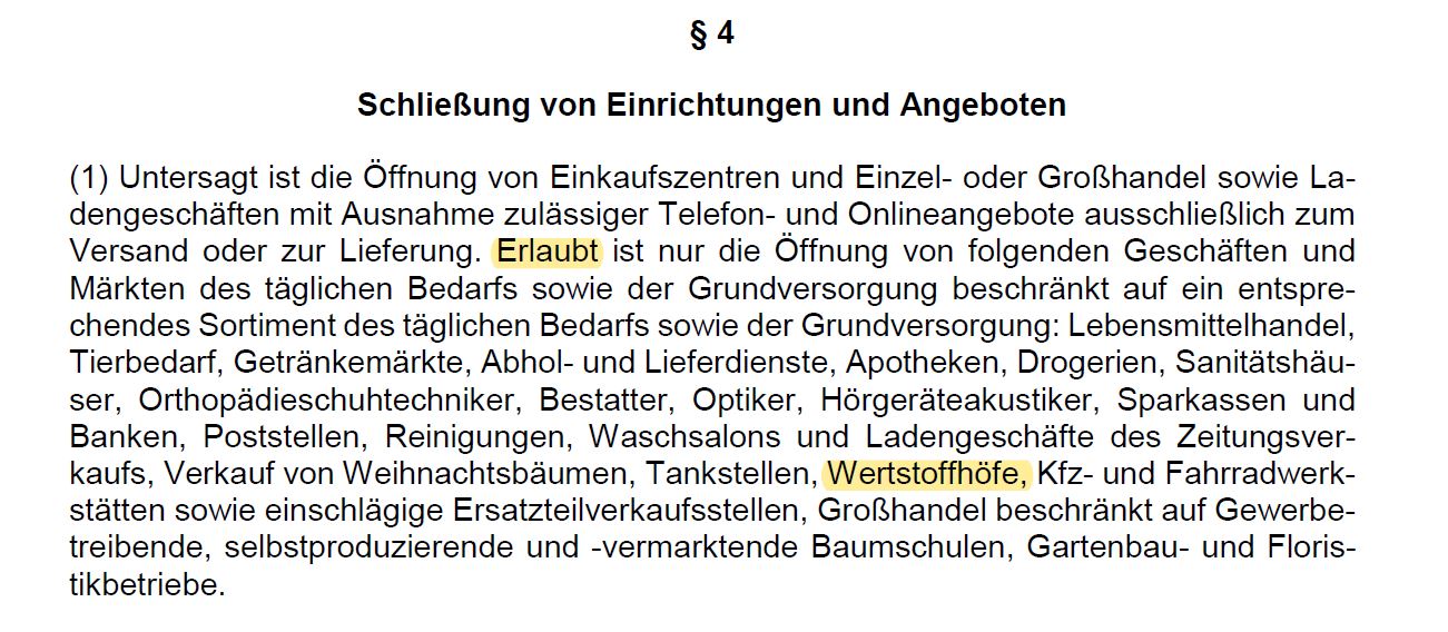 Wertstoffhöfe geöffnet
